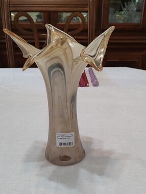 NWT Vietri Onda Glass Tortoiseshell Twisted Vase